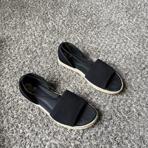Eileen Fisher Black Mews Espadrille Sandals Flat Shoe Size 9 Mesh Comfort